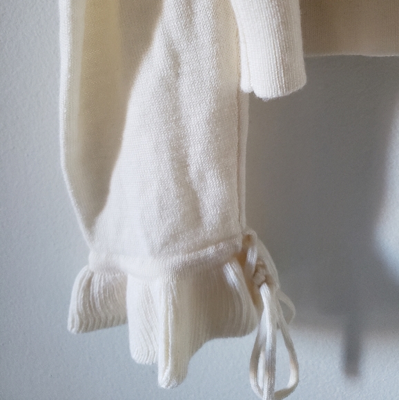 The Kooples Cold Shoulder Ruffle Merino Wool Knit flounce Sweater 3 cream large - Picture 7 of 15